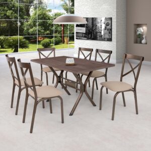 Conjunto de Mesa Com 4 Cadeiras Para Cozinha Tampo Retangular e Granito  1,20m Branco Sofia Ciplafe